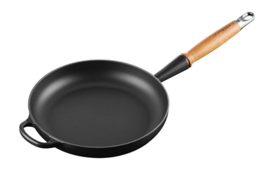 Frying Pan Le Creuset Round Wooden Handle Matte Black 24 cm