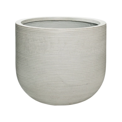 Bloempot Pottery Pots Ridged Cody L Light Grey Horizontally Ridged 42 x 37 cm