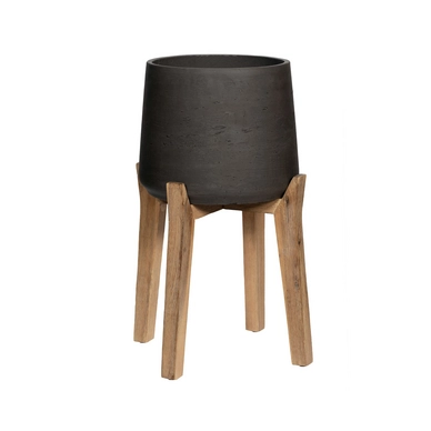 Bloempot Pottery Pots Rough Patt XXL Feet High Black washed 43,5 x 65 cm