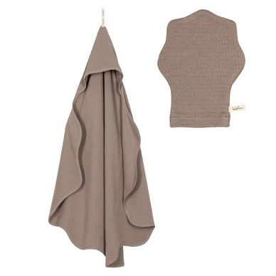 Omslagdoek Koeka Lyon Katoen Taupe Met Washand