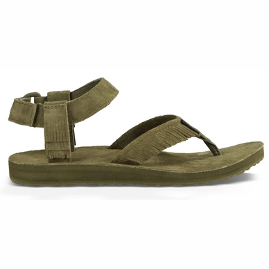 Teva Women Original Sandal Leather Fringe Dark Olive
