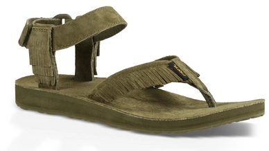 Teva Women Original Sandal Leather Fringe Dark Olive
