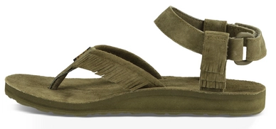 Teva Women Original Sandal Leather Fringe Dark Olive