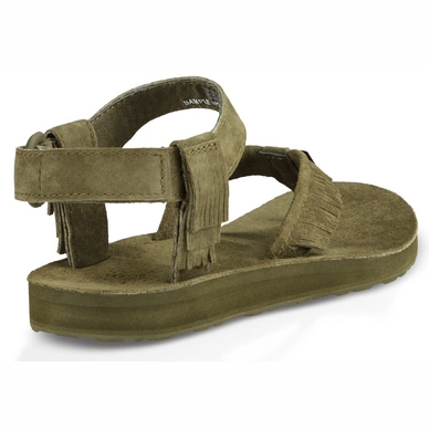 Teva Women Original Sandal Leather Fringe Dark Olive