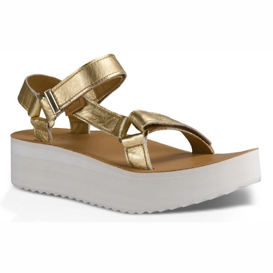 Teva Women Flatform Universal Mirrored Metallic Gold