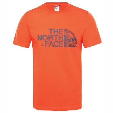 T-Shirt The North Face Mens Woodcut Dome Tee Fiery Red Urban Navy