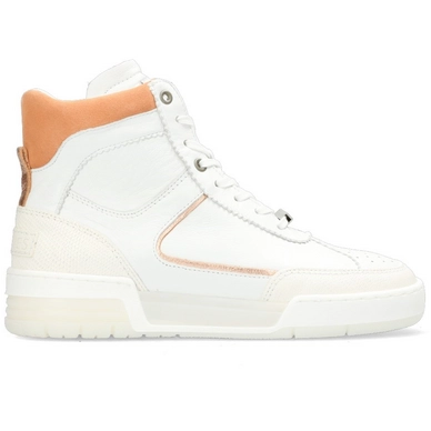 Sneaker Shabbies Amsterdam 102020073 Soft Nappa Suede Printed Leather White Orange Damen