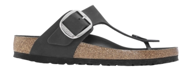 Slipper Birkenstock Women Gizeh Big Buckle Oiled Leather Black Regular