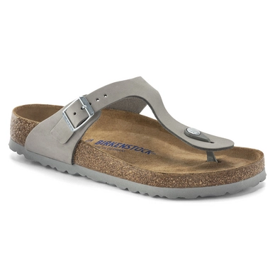 Slipper Birkenstock Women Gizeh Soft Footbed Nubuck Dove Gray Regular