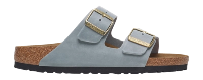 Slipper Birkenstock Arizona Natural Leather Oiled Damen Basalt Gray Narrow