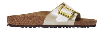 Slipper Birkenstock Catalina Cushion Buckle Birko-Flor Damen Graceful Pearl White Narrow