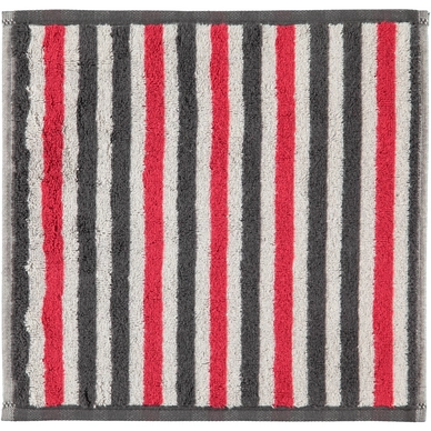 Gezichtsdoekje Cawö Tape Stripes Anthracite Red (Set van 6)
