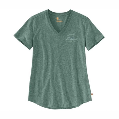 T-Shirt Carhartt Women Lockhart Graphic V-Neck Musk Green Heather Nep