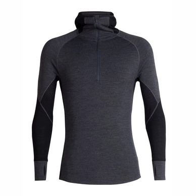 T-shirt à Manches Longues Icebreaker Men 260 Zone LS Half Zip Hood Jet Heather Black