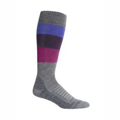 Socken Icebreaker Ski Plus Medium OTC Wide Stripe Gritstone Heather Damen