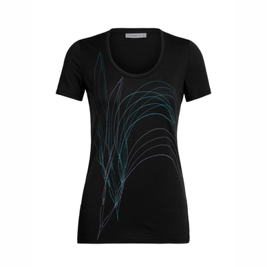 T-Shirt Icebreaker Womens Tech Lite SS Scoop Leaf Black