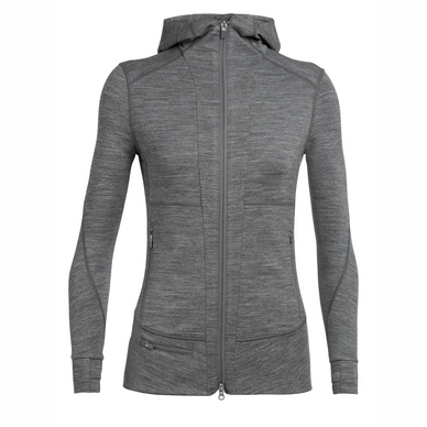 Gilet Icebreaker Women Quantum II LS Zip Hood Gritstone Heather