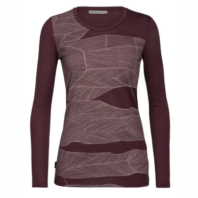 Longsleeve Icebreaker Women Tech Lite LS Low Crewe Melt Layers Redwood