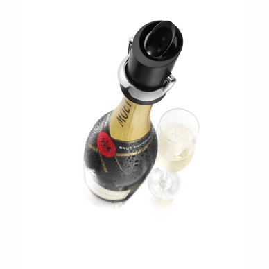 Bouchon Verseur Champagne Saver Vacuvin Noir