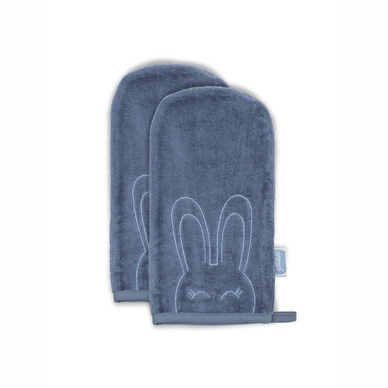 Washandje Jollein Velvet Terry Sweet Bunny Blue (2-delig)