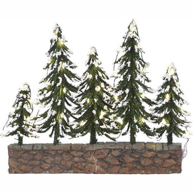 Luville Schneebedeckte Bäume auf Steinmauer mit warmweißem Licht batteriebetrieben
