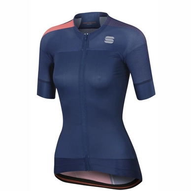 Fietsshirt Sportful Women Bodyfit Pro Evo Jersey Twilight Blue Coral Fluo