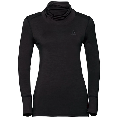 Maillot de Corps Odlo Women BL Top Turtle Neck LS Natural 100% Merino Black Black