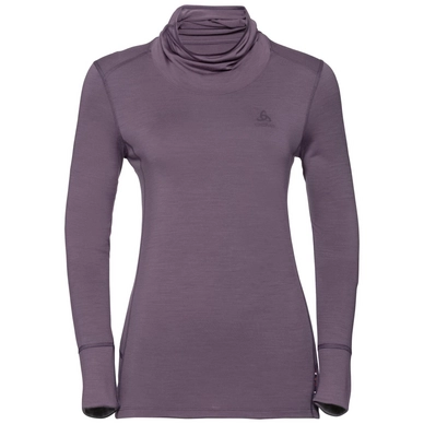Maillot de Corps Odlo Women BL Top Turtle Neck LS Natural 100% Merino Vintage Violet Grey Melange