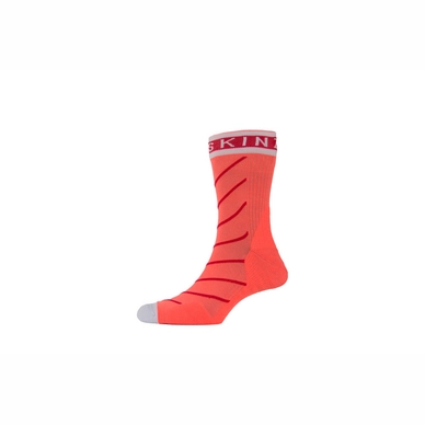 Fietssok Sealskinz Unisex Classic Tall Sock Coral Red White
