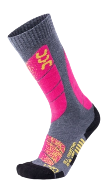 Chaussettes de Ski UYN Femme All Mountain Medium Grey Melange Pink