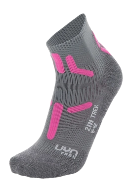 Chaussettes de Randonnée UYN Femme Trekking 2In Low Cut Mid Grey Pink