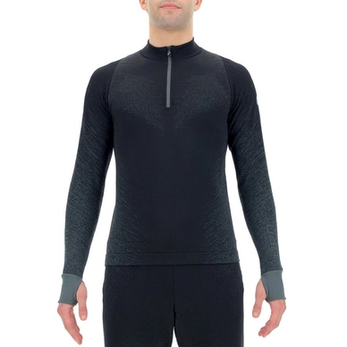 Shirt UYN Men Running Exceleration L/S Zip Up Black Cloud