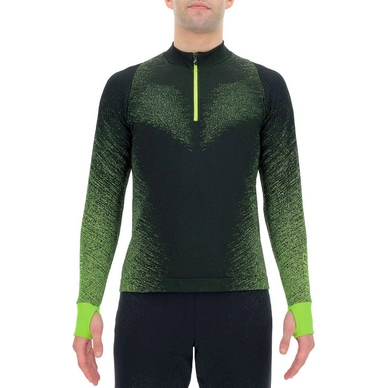 T-Shirt UYN Homme Running Exceleration L/S Zip Up Black Yellow Fluo