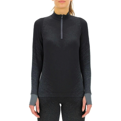 Shirt UYN Women Running Exceleration L/S Zip Up Black Cloud