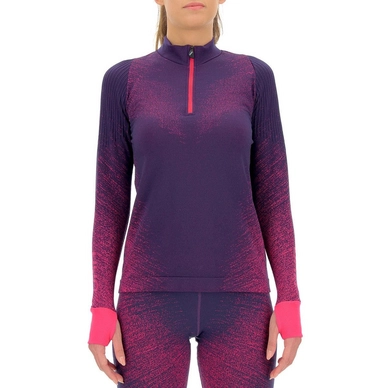 Shirt UYN Women Running Exceleration L/S Zip Up Plum Pink Yarrow