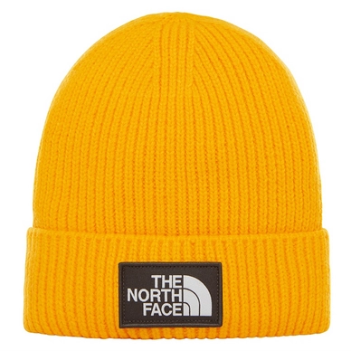 Muts The North Face TNF Logo Box Cuffed Beanie Zinnia Orange Asphalt Grey