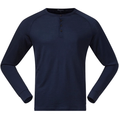T-shirt Manches Longues Bergans Homme Lysebu Wool Henley Bleu Marine