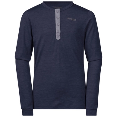 T-shirt Manches Longues Bergans Kids Myske Wool Shirt Navy Melange/Solid Dark Grey