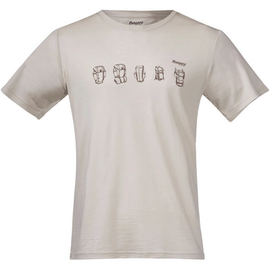 T-Shirt Bergans Black Wool Men Chalk Sand / Forest Brown