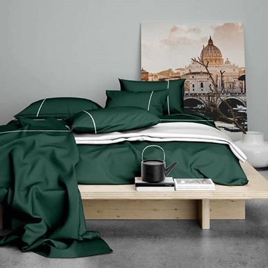 Dekbedovertrek Cascina Colorini Divina Forest Green Wit