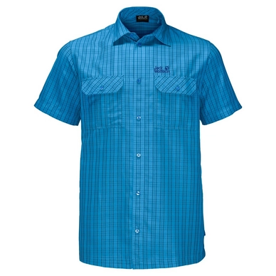 Blouse Jack Wolfskin Thompson Shirt Men Ocean Blue Checks