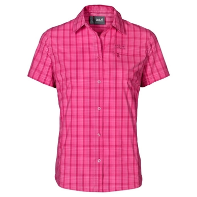 Bluse Jack Wolfskin Centaura Stretch Vent Shirt W Tropic Pink Kariert Damen
