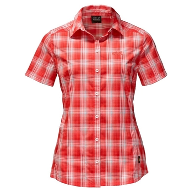 Chemise Jack Wolfskin Rock Chill Shirt Women Fiery Red Checks