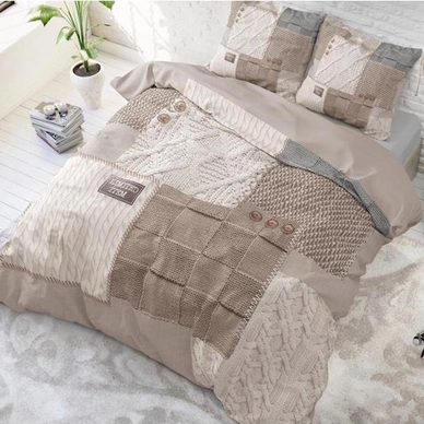 Dekbedovertrek Dreamhouse Knitted Home Taupe Katoen