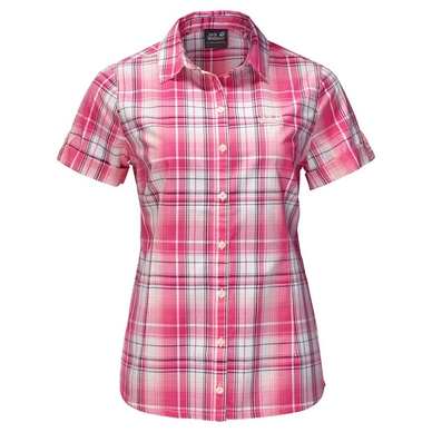Blouse Jack Wolfskin Maroni River Shirt Women Tropic Pink Checks