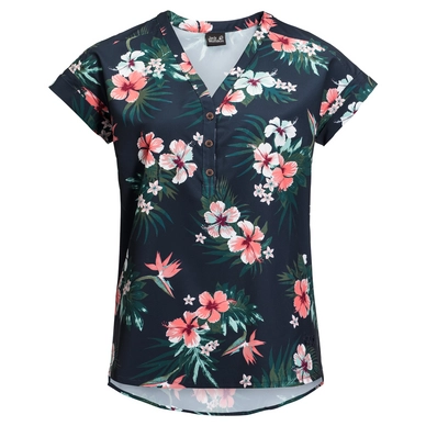 T-Shirt Jack Wolfskin Women Victoria Tropical Midnight Blue All Over