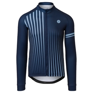 Maillot de Vélo AGU Homme Faded Stripe Jersey LS Essential Deep Blue