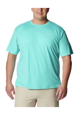 T -Shirt Columbia Men Tech Trail Graphic Tee Bright Aqua Heather