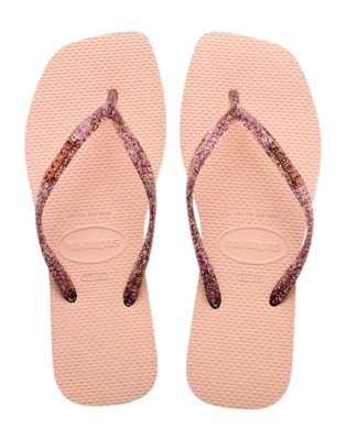 Slipper Havaianas Women Square Logo Metallic Ballet Rose