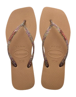 Slipper Havaianas Women Square Logo Metallic Rose Gold